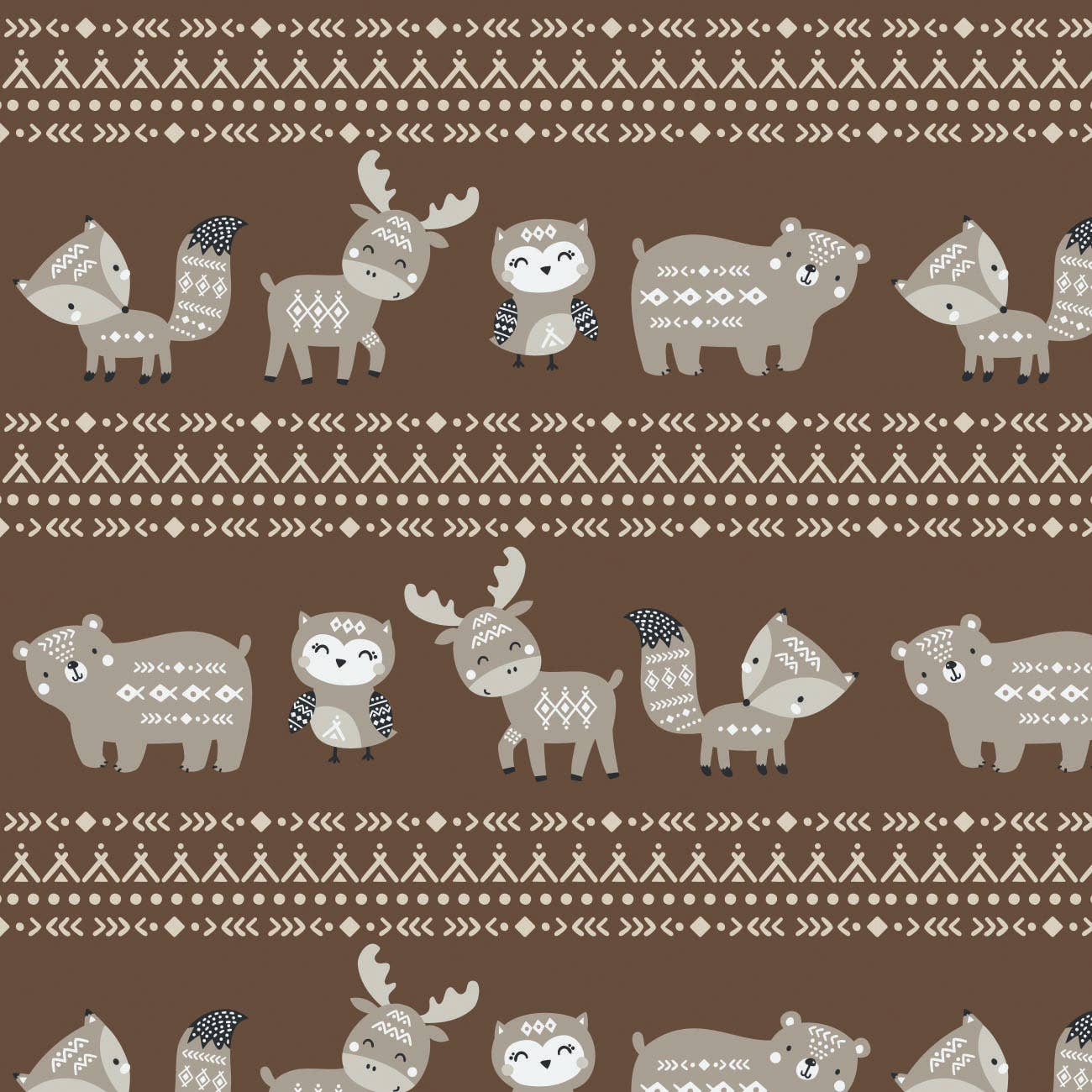 Aztec Woodland Stripe-Brown Flannel