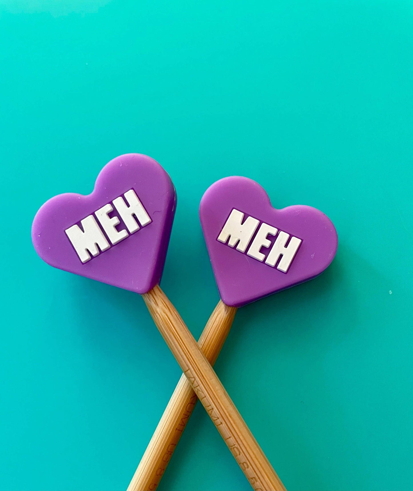 Knitting Needle Point Protectors - Valentine's Heart Meh
