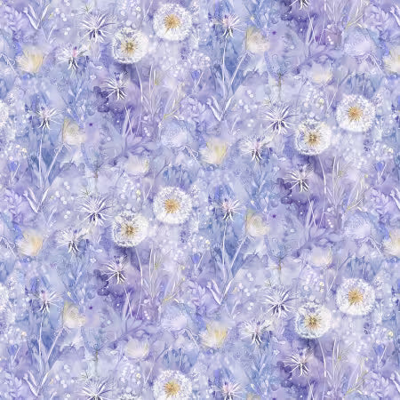 Lilac Mystic Dandelions Floral Mystic Meadows by Timeless Treasures