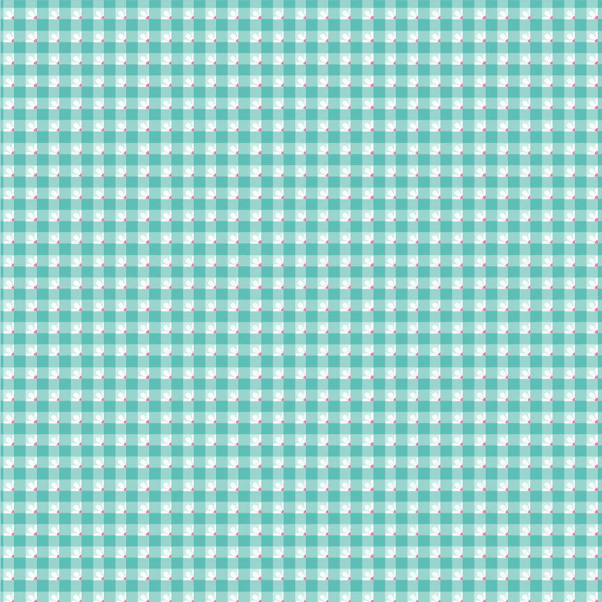 Smitten Chicken Check A Roo Aqua by Poppy Cotton