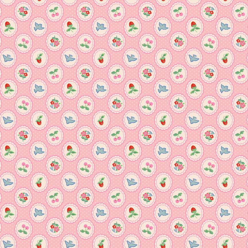 Chirp and Charm Pink - Bluebells and Buttercups by Poppie Cotton