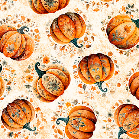 HARVEST HOLLOW TOSSED PUMPKINS by QT Fabrics