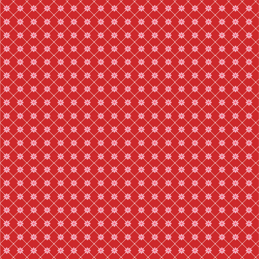 Smitten Chicken Lazy Daisy Red by Poppy Cotton