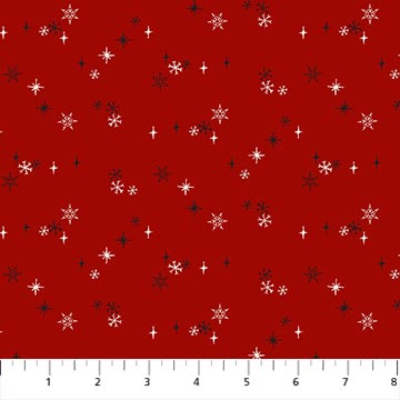 Rudolph The Red-Nosed Reindeer Red Sparkle Stars on Red by Northcott Cotton Quilt Fabric