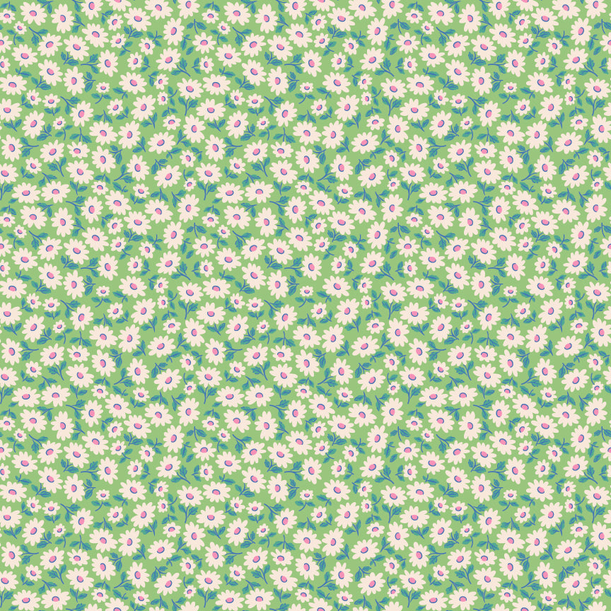 Sugar Daisy Mint - Bluebells and Buttercups by Poppie Cotton