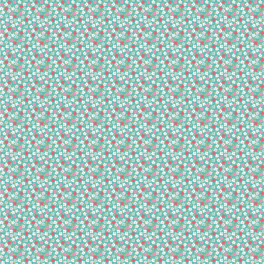 Smitten Chicken Wild Phlox Aqua by Poppy Cotton