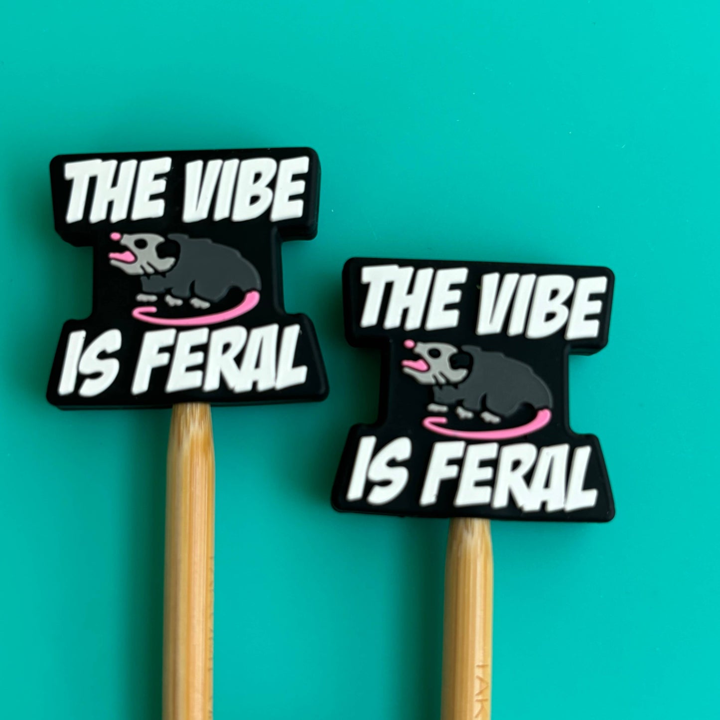 Knitting Needle Point Protectors Opossum The Vibe is Feral