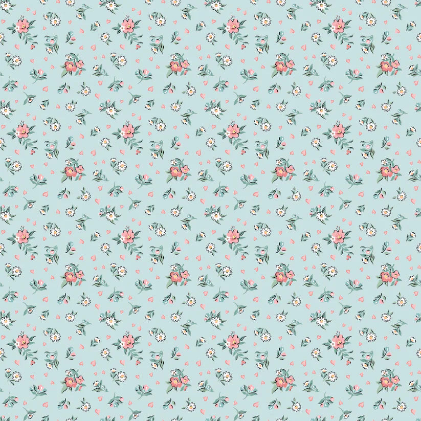 Poppie Cotton Hearts & Posies Blue