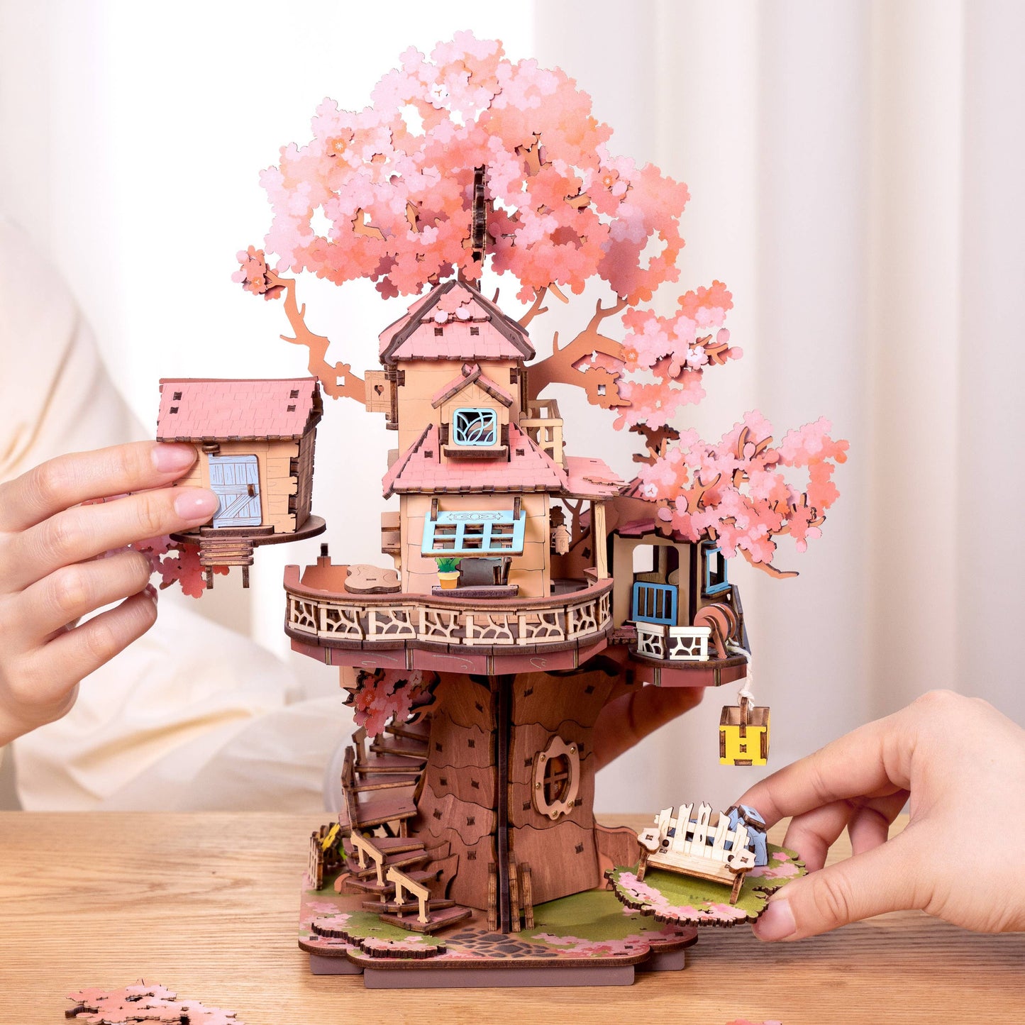 DIY Wooden Puzzle: Sakura Tree House