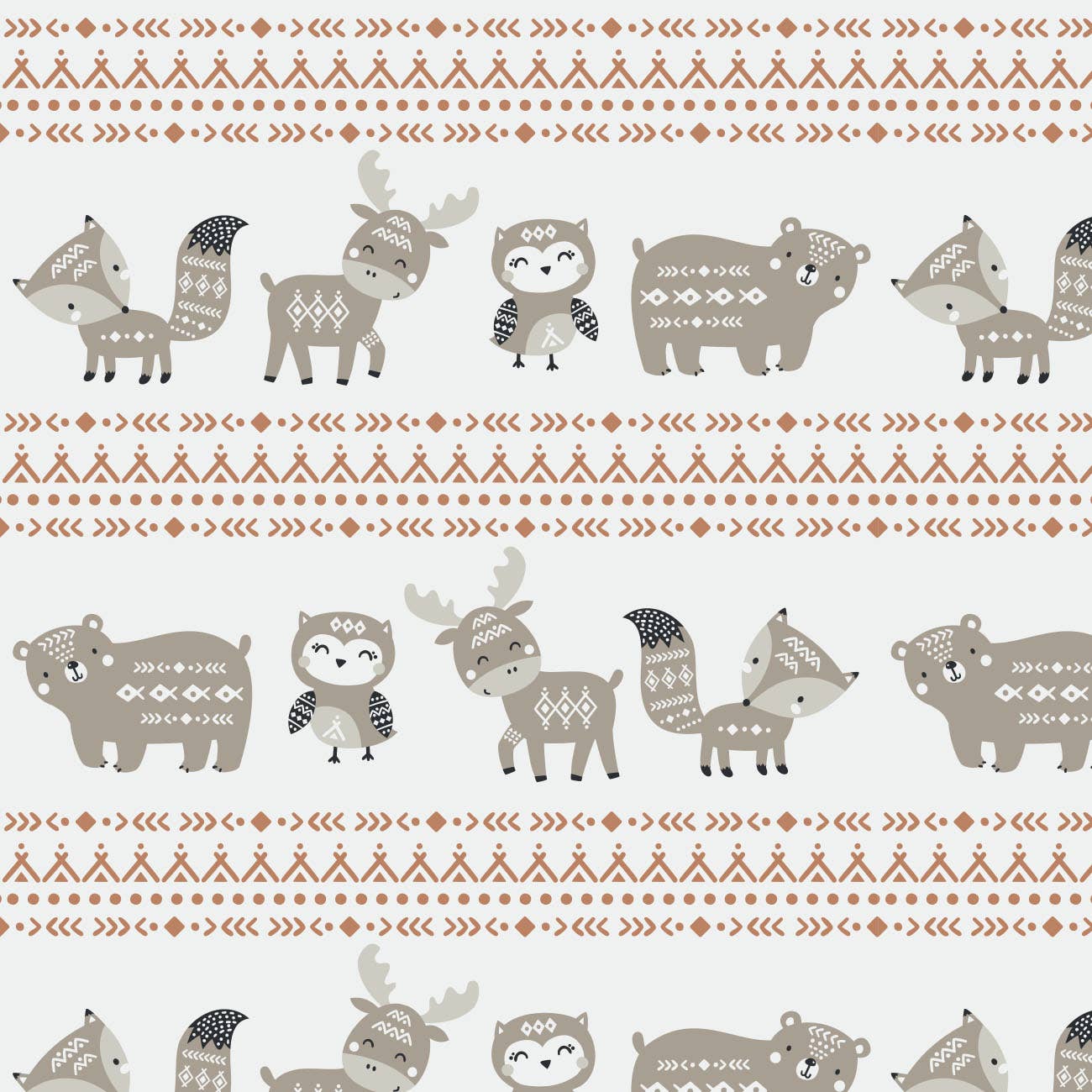 Fleece and Flannel 2024-Aztec Woodland Stripe-Cream