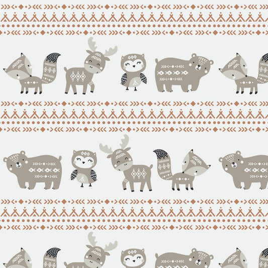 Fleece and Flannel 2024-Aztec Woodland Stripe-Cream