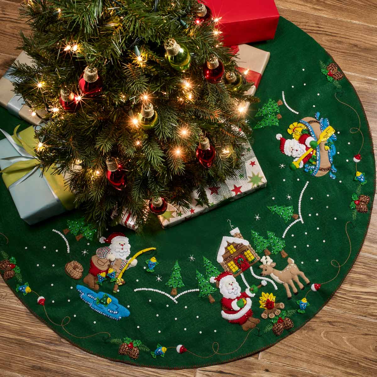Bucilla ® Seasonal Felt Tree Skirt Kits - Lodge Santa
