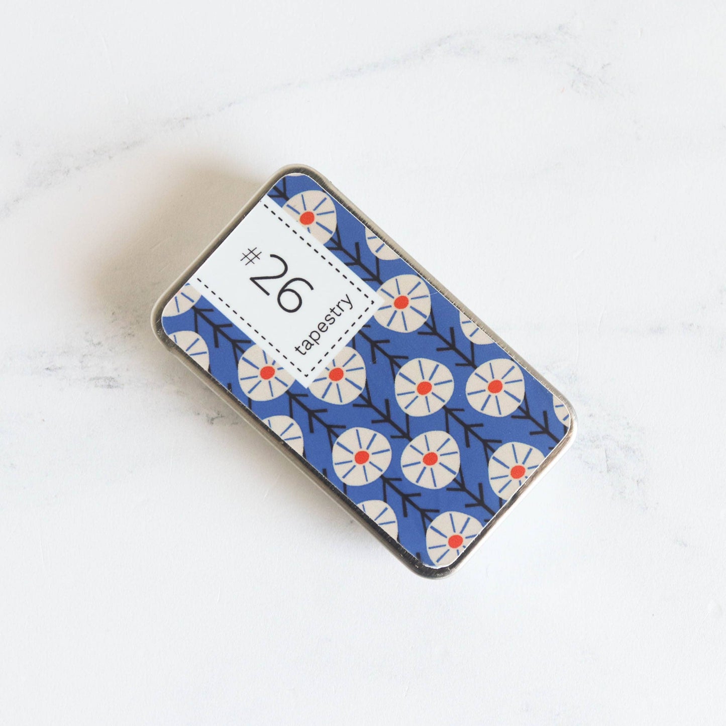 Magnetic Slide-Top Needle Tin With Cross Stitch Needles