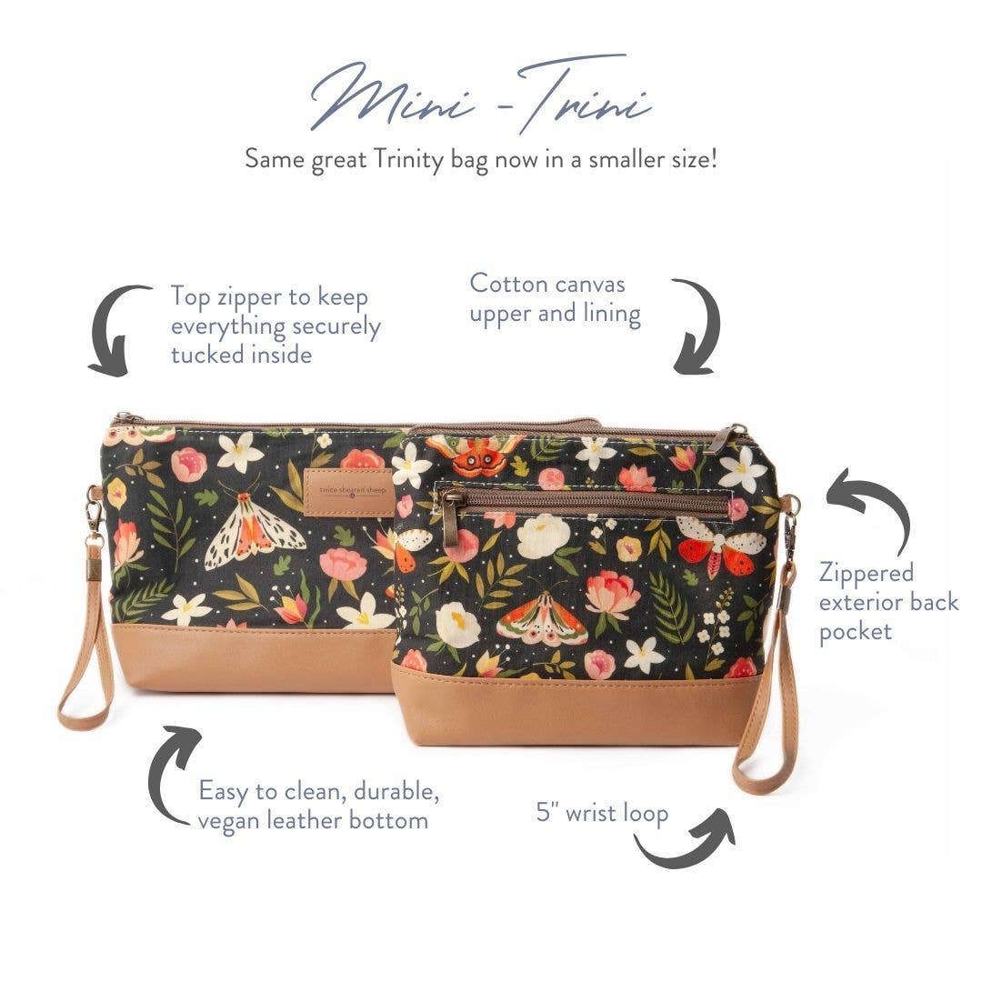 Mini Trini Bag – Small Zippered Sock Project Bag - Night Forest