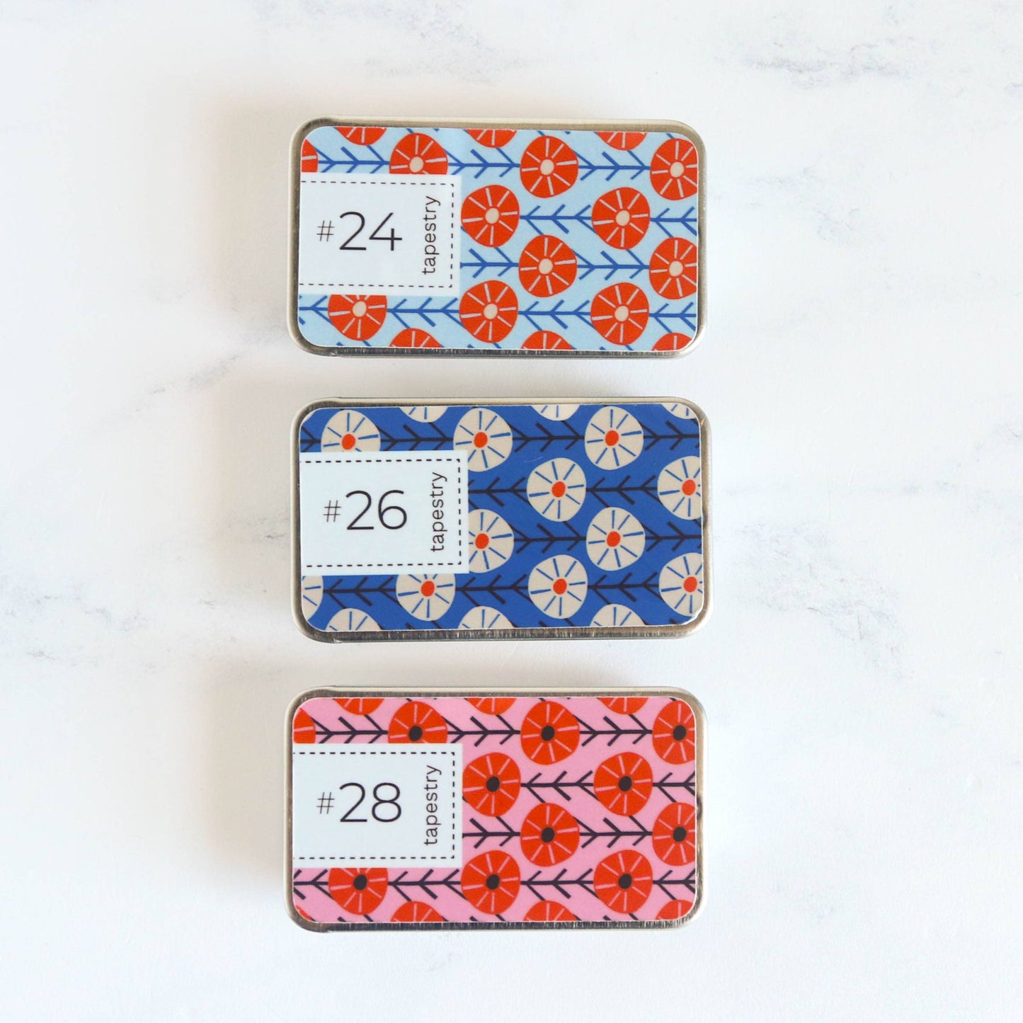 Magnetic Slide-Top Needle Tin With Cross Stitch Needles