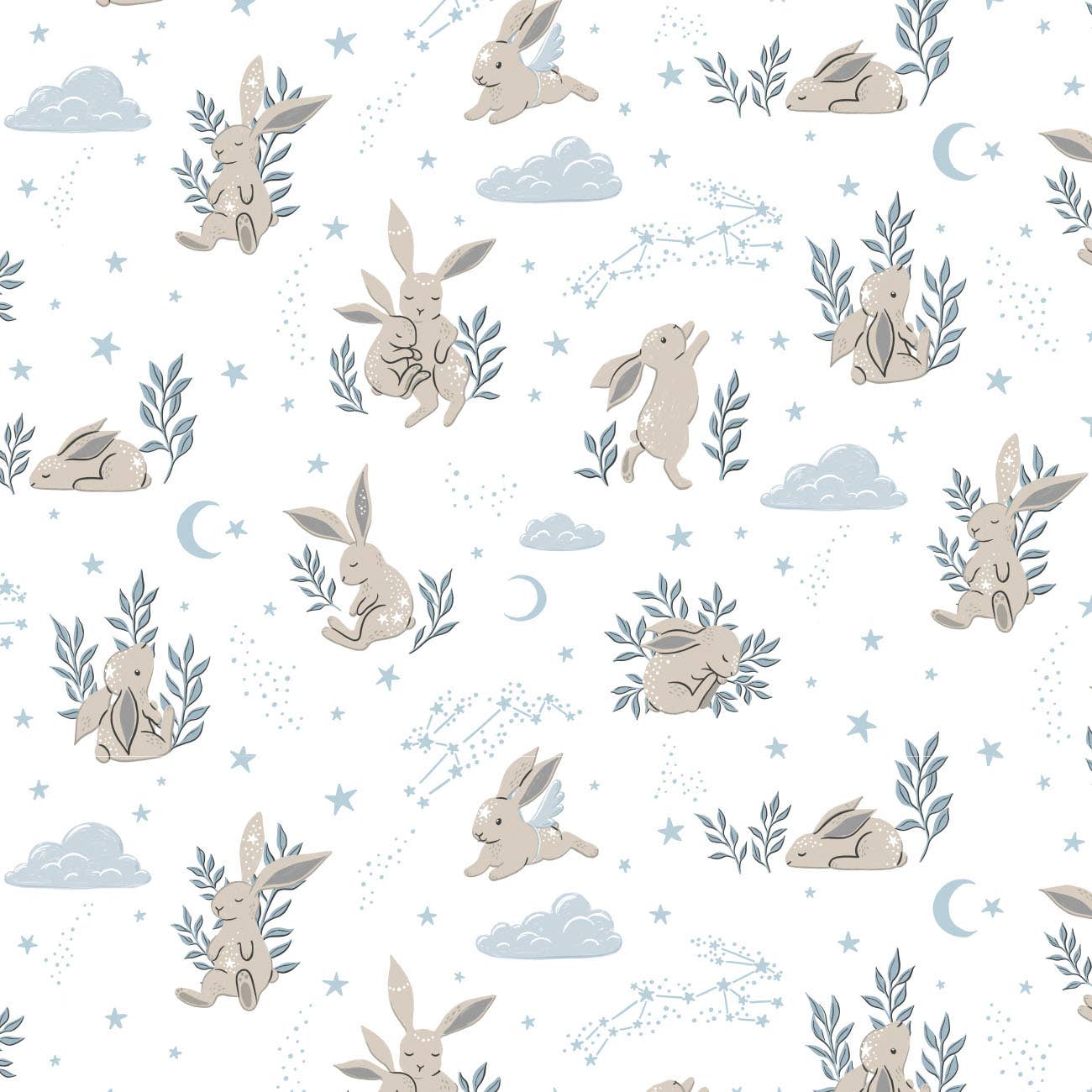 Bunny Dreams-White- Flannel