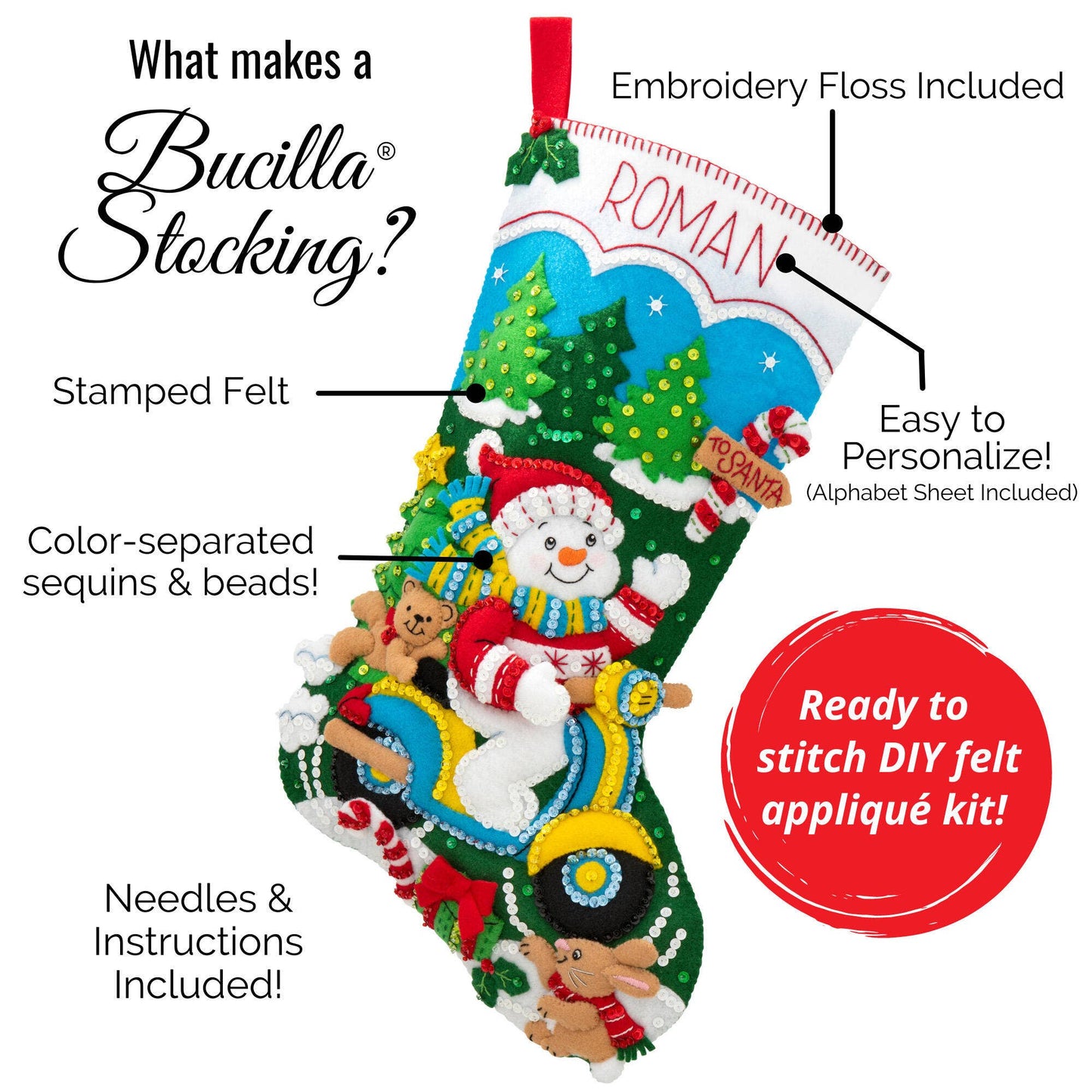 Bucilla ® Seasonal Felt Stocking Kit Christmas Tree Surprise