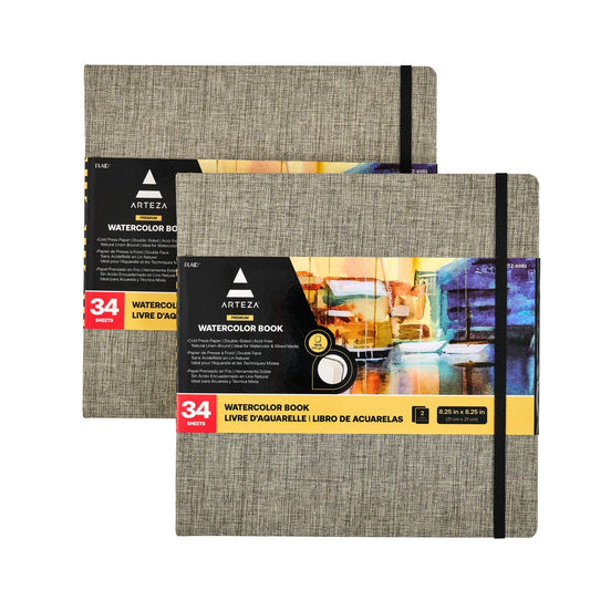 Arteza® Gray Hardcover Watercolor Book 2-Pack, 8.25" x 8.25"