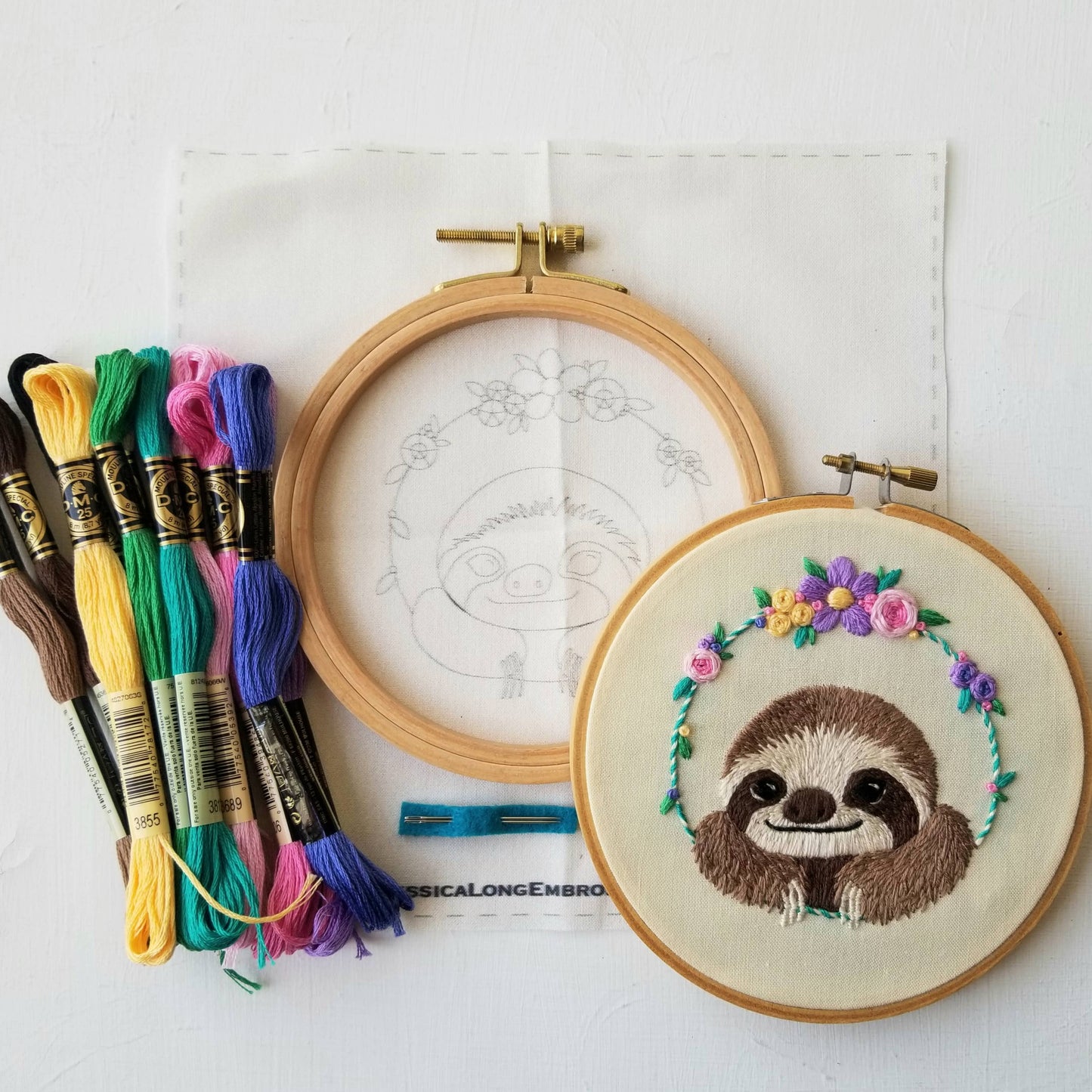 Smiling Sloth Embroidery Kit
