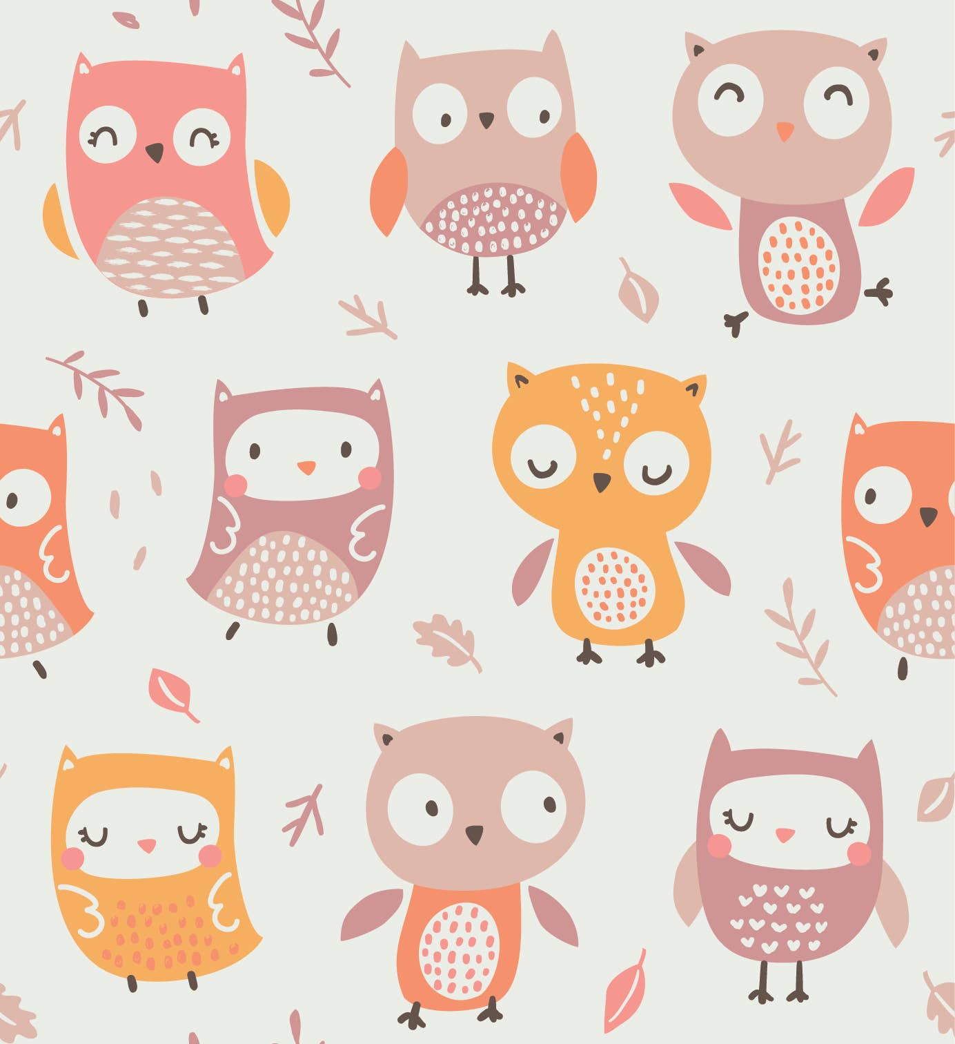 Owl Friends-Cream Flannel