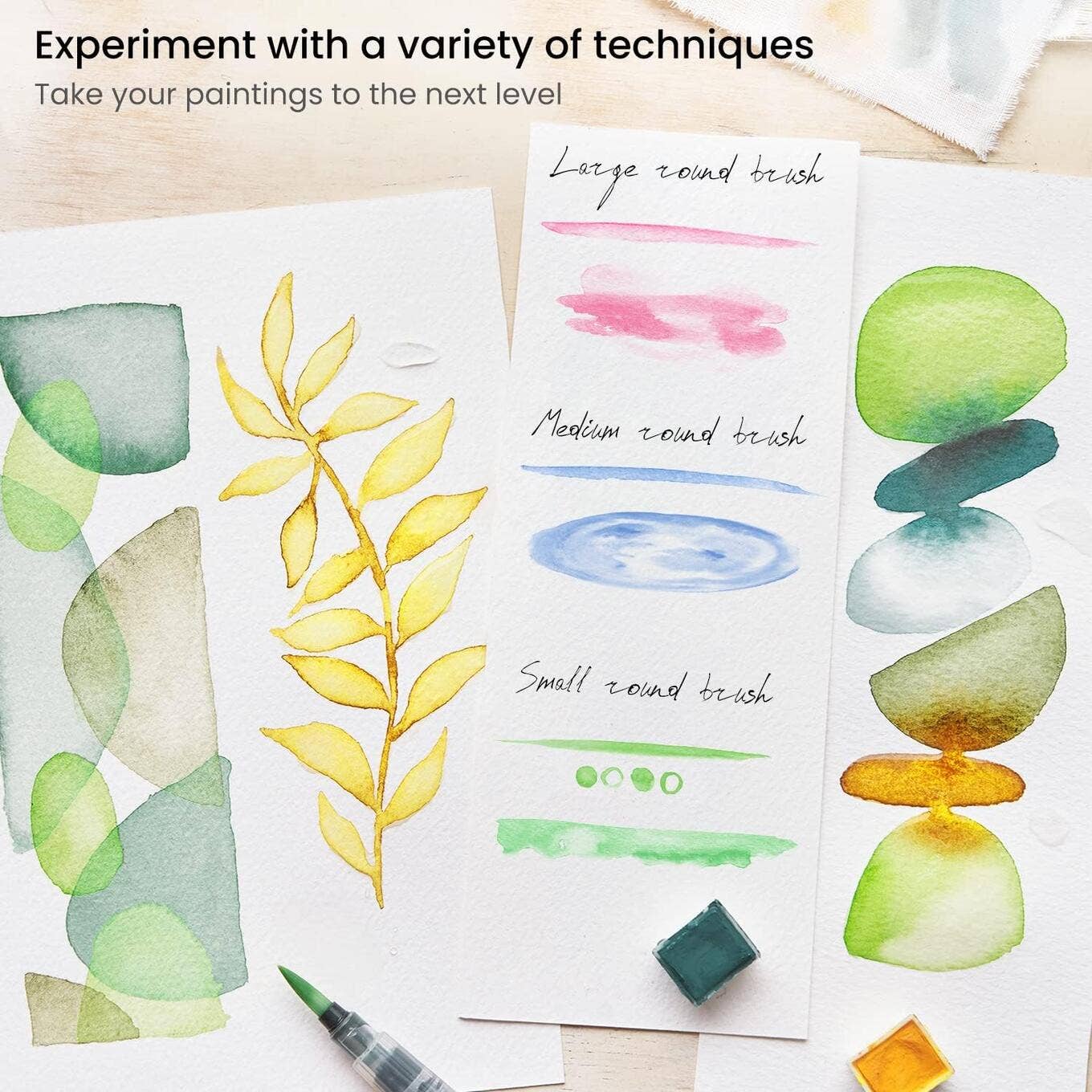 Arteza® Water Brush Pens Set, Assorted Tips, 4 pc.