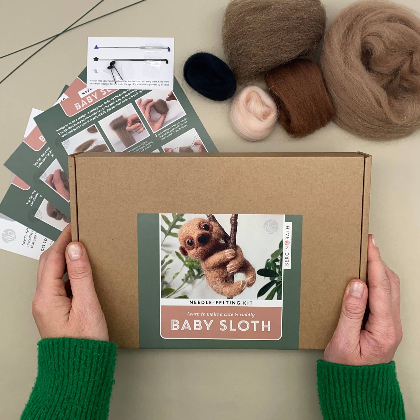 Needle Felting Kit, Baby Sloth