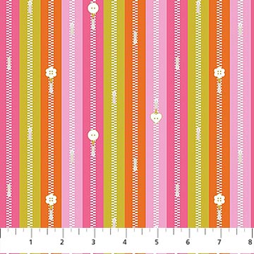 Bits and Bobs Zippers on Orange by Sarah Hearts for Figo Cotton Quilt Fabric