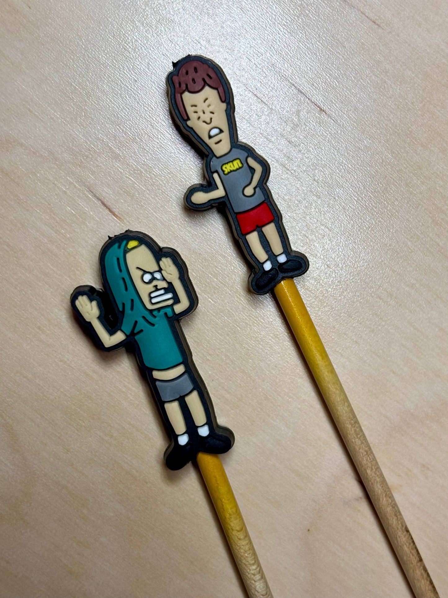 90s cartoon Beevis & B - Knitting Needle Point Protectors