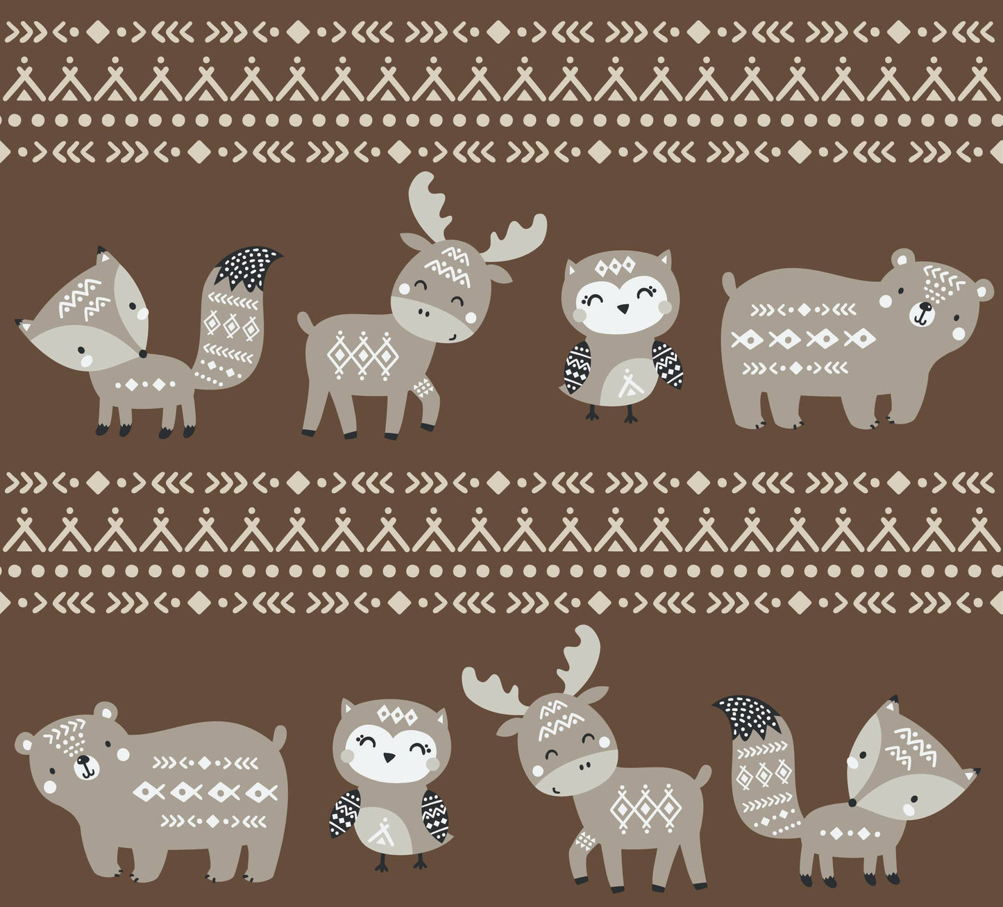 Aztec Woodland Stripe-Brown Flannel