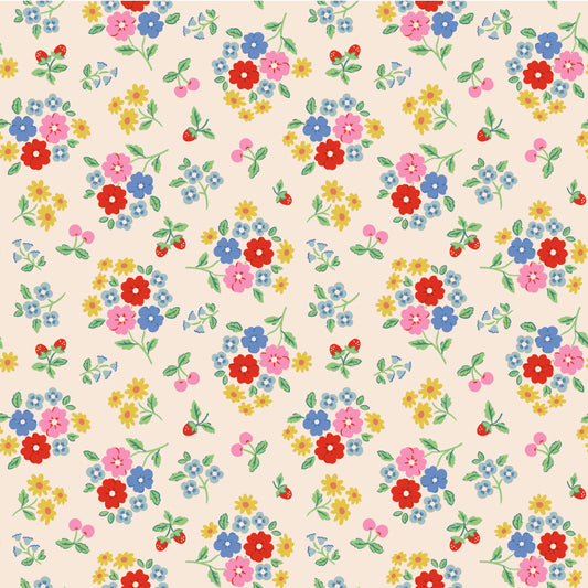 Bluebells and Buttercups White - Bluebells and Buttercups by Poppie Cotton
