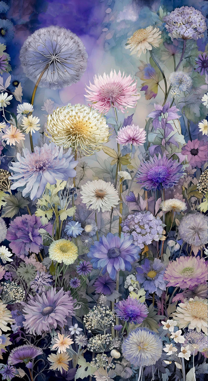 Multi Mystic Meadow Floral Panel 24in