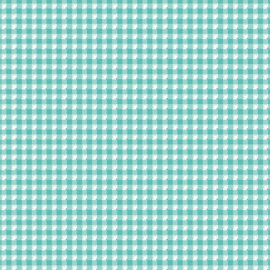 Smitten Chicken Check A Roo Aqua by Poppy Cotton