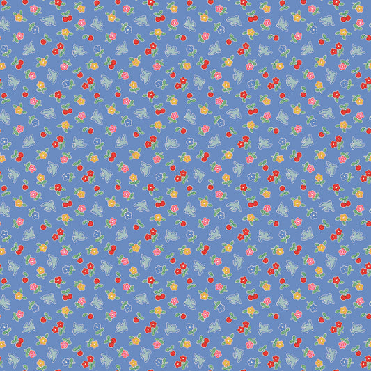 Cheery Bluebird Periwinkle - Bluebells and Buttercups by Poppie Cotton