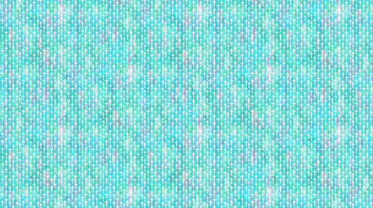 Northcott Risen White Cross on Turquoise fabric by the yard