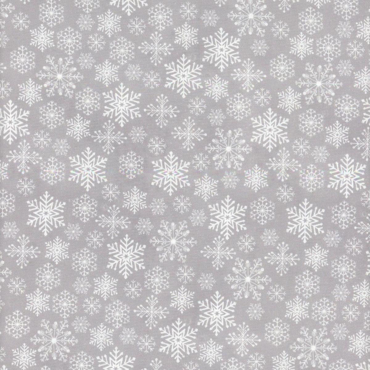 Lumin Fabrics White Owl Textiles Feathered Festivities Snowflakes Gray White