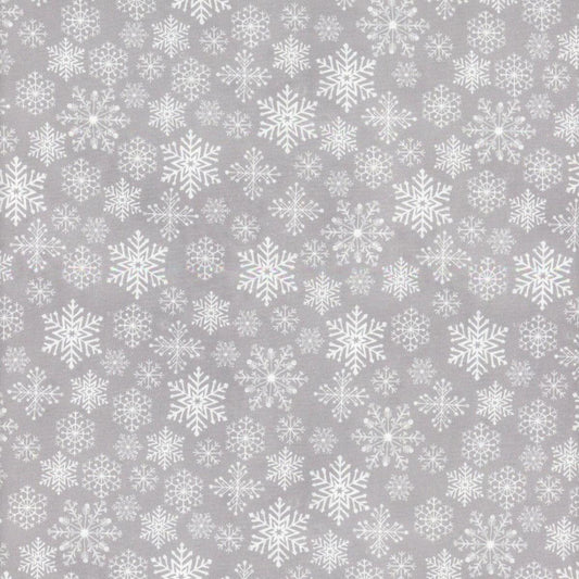 Lumin Fabrics White Owl Textiles Feathered Festivities Snowflakes Gray White