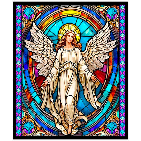 GUARDIAN ANGEL STAINED GLASS ANGEL PANEL