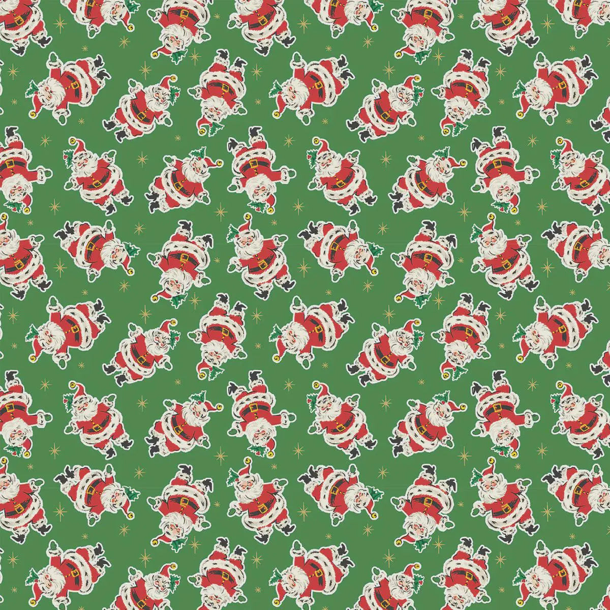 Dancing Santas Holly Jolly Cheer by Tina Higgins for 3 Wishes Cotton Quilt Fabric