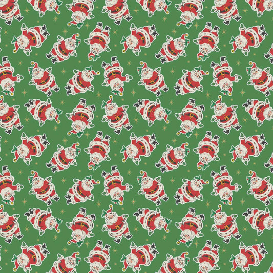 Dancing Santas Holly Jolly Cheer by Tina Higgins for 3 Wishes Cotton Quilt Fabric