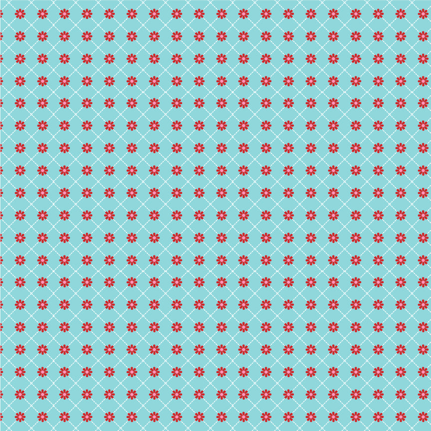 Smitten Chicken Lazy Daisy Aqua by Poppy Cotton