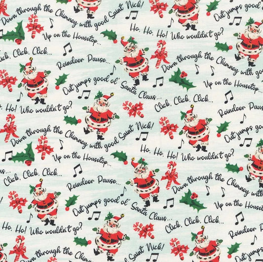 Dancing Santas Merry Melody Magic by Tina Higgins for 3 Wishes Cotton Quilt Fabric