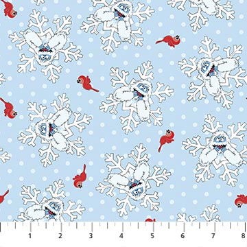 Rudolph The Red-Nosed Reindeer Light Blue Bumble by Northcott Cotton Quilt Fabric