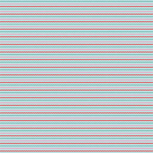 Smitten Chicken Ric Rac Aqua by Poppy Cotton