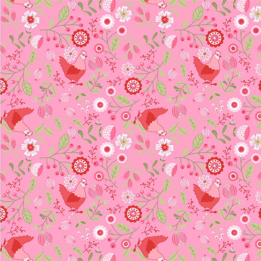 Smitten Chicken Pink by Poppy Cotton