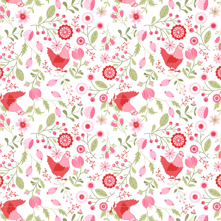 Smitten Chicken White by Poppy Cotton