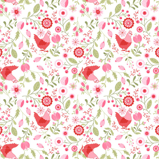 Smitten Chicken White by Poppy Cotton