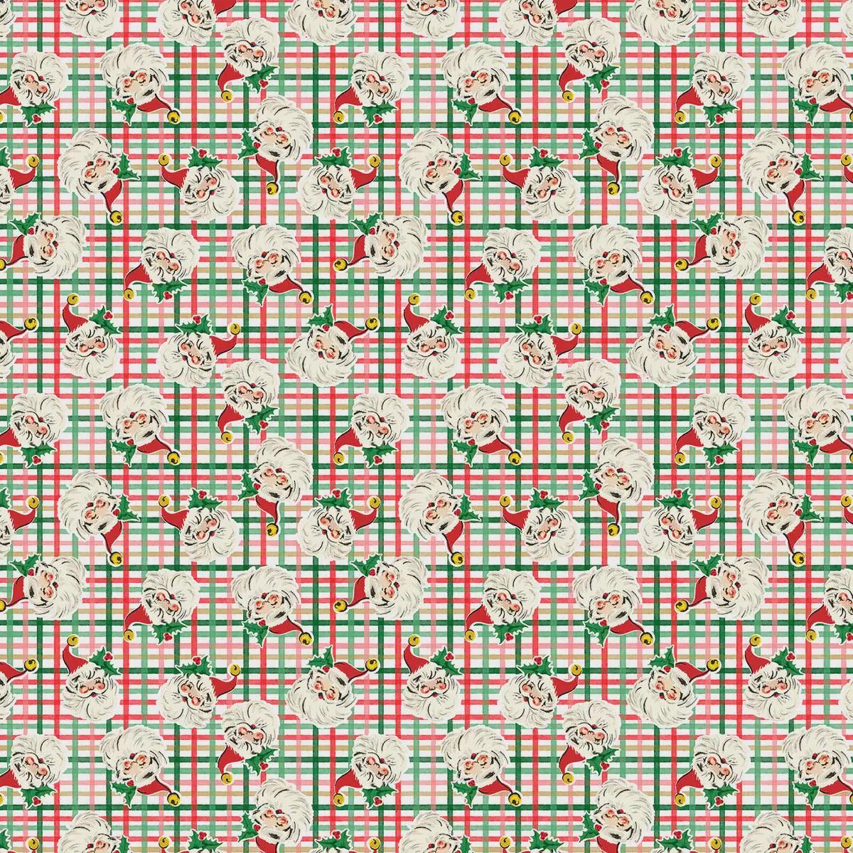 Dancing Santas Santa's Tartan Tidings by Tina Higgins for 3 Wishes Cotton Quilt Fabric