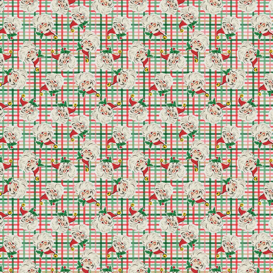 Dancing Santas Santa's Tartan Tidings by Tina Higgins for 3 Wishes Cotton Quilt Fabric