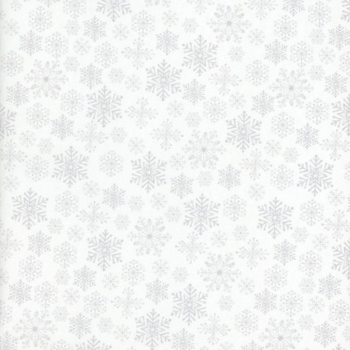 Lumin Fabrics White Owl Textiles Feathered Festivities Snowflakes White Gray