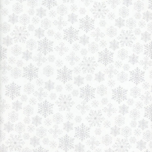 Lumin Fabrics White Owl Textiles Feathered Festivities Snowflakes White Gray